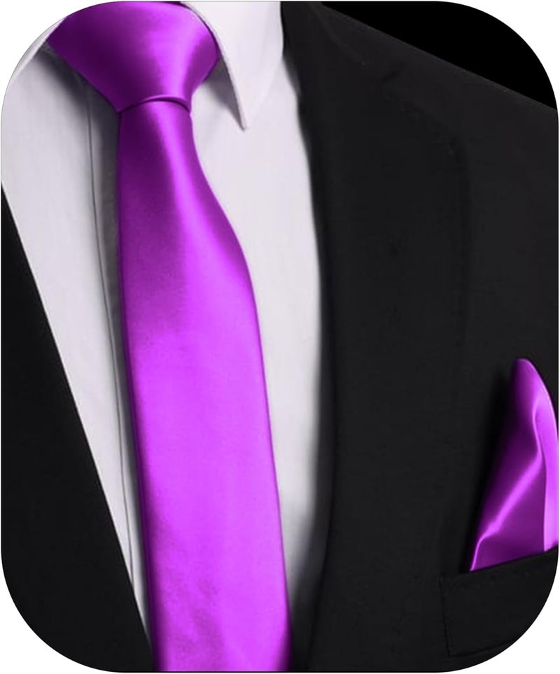 Trilece Ties for Men - Mens Solid Color Formal Necktie and Pocket Square Sets - Image 1